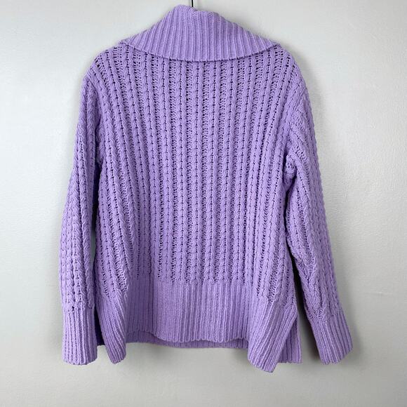 Aerie Cable Car Quarter Zip Sweater Lilac Purple Soft Chenille Oversize Size M - Picture 7 of 11
